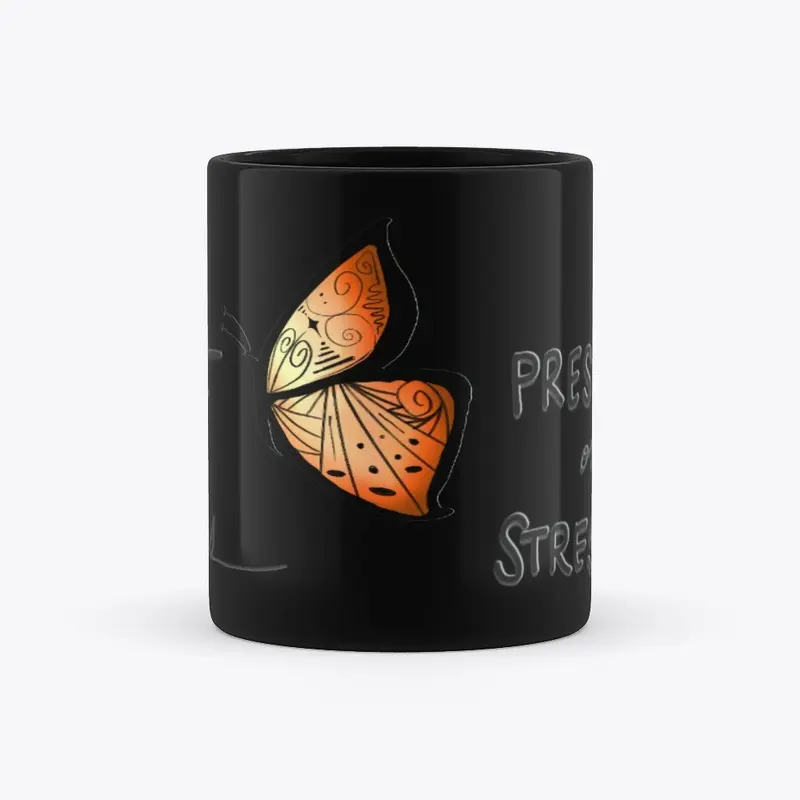 Black Can't B Mug Orange Butterfly