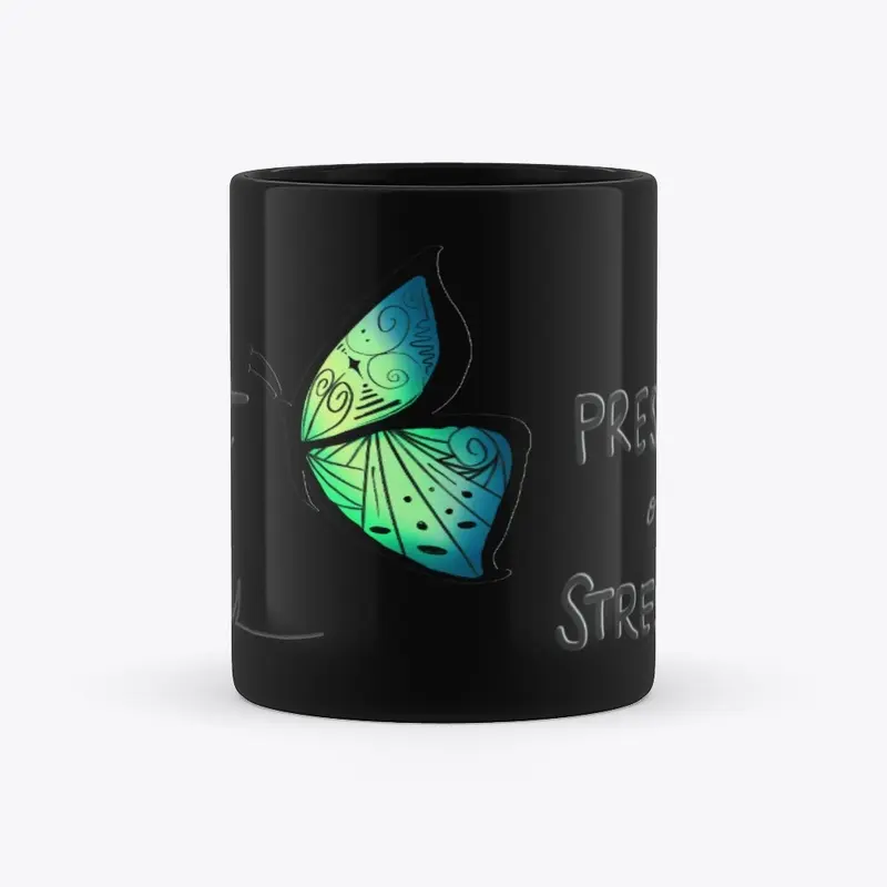 Black Can't B Mug -Green Butterfly